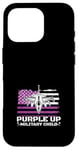 Coque pour iPhone 16 Pro Purple Up Drapeau militaire pour enfant Motif drapeau américain