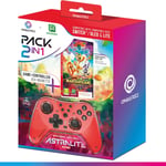 Pack 2 En 1 Manette Switch + Jeu Marsupilami (Code Téléchargement), Manette Sans Fil Switch Oled Lite, Vibrations Réglables, Mode Turbo, Gyroscope 6 Axes, Astralite (Mira Red/Rouge)