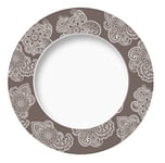 Excelsa Enjoy Mehndi Assiette, Porcelaine, Gris, 27 x 27 x 1,5 cm