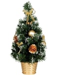 Liten julgran med guldfärgade dekorationer 35 cm