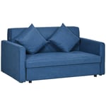 HOMCOM 2 Seater Sofa Bed Convertible Bed Settee w/ 2 Cushions Storage Blue