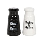 Eye-catching Black & White Salt and Pepper Set - 10cm x 5cm (1 Set) - Gothic Cruet Set with White Ceramic Cruet (Ashes to Ashes) and Black Cruet (Dust to Dust), Perfect for Salt and Pepper Storage