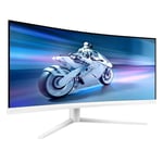 Philips Evnia 34M2C5501A - Moniteur de Jeu incurvé WQHD 34 Pouces, 180 Hz, 1 ms, FreeSync Premium, Ambiglow (3440x1440, 2X HDMI 2.0, 1x DisplayPort 1.4, Hub USB) Blanc