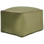 Pouf Carré Moderne Rembourrage Billes EPS en Velours Vert Olive Dareyn