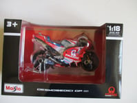 MAISTO  MINIATURE MOTO GP 500  DUCATI PRAMAC 2021 JOHANN ZARCO N° 5  1/18°