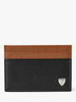 Aspinal of London Saffiano Leather Slim Credit Card Holder, Black/Tan