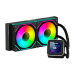 ABYSM Gaming Refroidissement liquide OCEANIC 240 Black ARGB, avec écran LCD de 2,8" personnalisable, pour surveiller la température du processeur, la vitesse des ventilateurs et d'autres paramètres