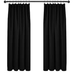 Deconovo Lot de 2 Rideau Occultant Thermique Anti Froids Isolants Galon Fronceur Rideau de Porte D'entrée, Rideaux Salon Design Moderne Rideau Halloween Noir Occultant, 132x160cm