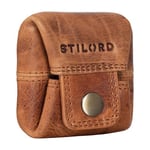 STILORD 'Claron' Porte-Monnaie Mini en Cuir Vintage Porte-Monnae Petit Portefeuille pour Homme Femme Étui Bourse en Cuir Véritable, Couleur:Kara - Cognac