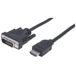 Manhattan HDMI to DVI-D 24+1 Cable, 1.8m, Male to Male, Black, Equival