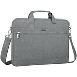 LANDICI 360° Protective Laptop Bag 14-15 Inch with Shoulder Strap, Laptop Case Sleeve for MacBook Air/Pro 15, Chromebook 14, Dell XPS 15, Waterproof Computer Bag Slim Briefcase for Men Women-Grey