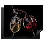 KitchenYeah© Protection Plaque Induction 65x52 cm Protege Deco Cuisine Cache Protège De Cuisson Accessoires Vin rouge - Vin blanc - Verre - Noir