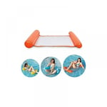 Cyslmuk - 1Pc Lit de Piscine Gonflable, Orange, Hamac d'eau Super Confortable avec Filet, hamac Gonflable pour tête et Pieds, Matelas pneumatique,