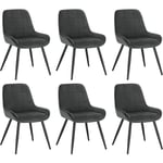 Chaises de Salle à Manger Lot de 6, Chaises Relaxantes en Velours, Ergonomiques avec Dossier, Gris foncé BH331dgr-6 - Woltu