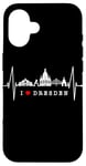 Coque pour iPhone 16 Skyline de Dresde Heartbeat Coeur Allemand I Love Dresden