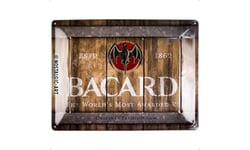 Nostalgic-Art Retro Tin Sign – Bacardi – Wood Barrel Logo – Gift idea for rum fans, Metal Plaque, 30 x 40 cm