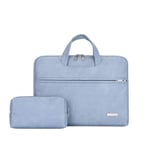 ZYDP Waterproof PU Leather Messenger Laptop Bag For 13.3 14 15 15.4 15.6 Inch Laptop Sleeve Case (Color : Blue, Size : 14inch)