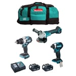 MAKITA Kit MK309 (DHP486 + DTD154 + DGA504 + 2 x 5,0 Ah + DC18RC + LXT600)