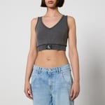 Calvin Klein Jeans Label Washed Stretch Cotton-Jersey Crop Top - L