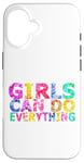 Coque pour iPhone 16 Message positif amusant « Girls Can Do Everything »