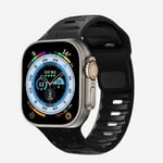 Silikonarmband för Apple Watch 49mm 45mm 44mm 42mm 41mm 40mm 38mm Ultra 2 Sport Correa Armband iwatch Serie 9 8 7 6 5 se black