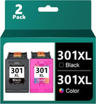 Cartouches 301xl 301 XL 301 pour HP 301 Cartouches HP 301 Cartouches HP 301 Noir et Couleur pour Deskjet 1000 1010 1510 2050 2540 3050 (Noir, Couleur, 2 Pack)