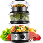 Electric Food Steamer Healthy Kitchen Slow Cooker & Rice Bowl Stackable Baskets