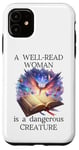 Coque pour iPhone 11 A Well Read Woman is a Dangerous Creature Womens Floral Book