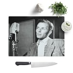 Glass Chopping Board - Frank Sinatra (1) - Textured Worktop Saver Cutting Board - Heat Resistant, Shatterproof and Hygenic - 39 x 28.5 cm