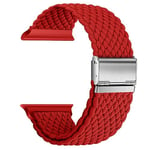 Nepfaivy Bracelet en Nylon Compatible avec Apple Watch 41mm 40mm 38mm Femme Homme, Bracelet Elastique Sport de Remplacement Réglable pour watch SE/8/7/6/5/4/3/2/1(S, Rouge)