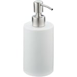 Porte-savon liquide, 180 ml, rechargeable, salle de bain, distributeur shampoing, pompe en inox, blanc - Relaxdays