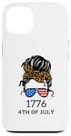 Coque pour iPhone 13 4 juillet 4 juillet avec imprimé guépard patriotique 2022