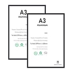 A3 Certificate Picture Frame,2 Pack Black Aluminium Photo Frame with plexiglass for Wall Mount Display,29.7x42 cm,Set of 2