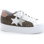 Chaussures Balada  Sneaker Queen Low Platform Leopard White Pink 2SD3442