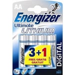 ENERGIZER Pack 3 + 1 AA/LR6 Ultimate Lithium-batterier