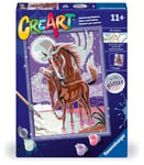 Ravensburger - CreArt Série D Classic : jument et poulain Glitter, kit de peinture par numéros, contient une planche pré-imprimée, un pinceau, des couleurs et des accessoires, jeu créatif pour enfants