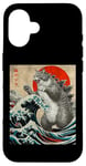 Coque pour iPhone 16 Catzilla Cat Art japonais Cadeau amusant pour homme, femme, enfant