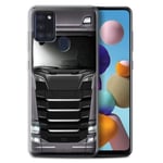 Phone Case for Samsung Galaxy A21s 2020 HGV Euro Truck Cab-Over Lorry Gunmetal Grey Silver Transparent Clear Ultra Soft Flexi Silicone Gel/TPU Bumper Cover