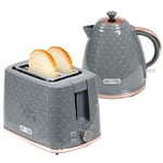 HOMCOM Kettle and Toaster Set, 1.7L 3000W Fast Boil Jug Kettle with Auto Shut Off, 2 Slice Toaster with 7 Level Browning Controls & Crumb Tray, Grey