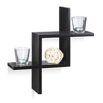 Relaxdays 10021879_46 Étagère cube carré tablette flottante murale MDF compartiment assemblé design moderne coloré, Bois, Noir, 12 x 40,5 x 40 cm