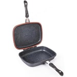 Avilia Poêle grill anti-adhésif 2 en 1 avec fermeture magnétique pour induction – Plaque double fonctionnelle 32 x 24 cm, revêtement Dura-Tech pour cuisine créative