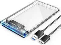 USB 3.0 Boîtier Externe pour Disque Dur 2,5"", SATA III 6Gb/s, pour HDD et SSD DE 2,5 Pouces et 7/9,5 mm, sans Outil, Haute Vitesse, UASP (Transparent)