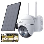 ieGeek 2K Caméra Surveillance WiFi Extérieure sans Fil Solaire, 360° PTZ Caméra IP Batterie, Vision Nocturne Couleur, PIR Détection de Mouvement, Sirène d'alarme, Audio Bidirectionnel, IP65, ZS-GX1S