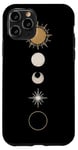 iPhone 11 Pro Minimalist Celestial Art Golden, Sun Full Moon Case