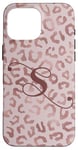 Coque pour iPhone 16 Pro Max Letter S Initial Leopard Rose Pink Cheetah Monogram