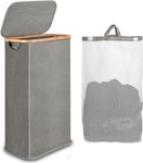 iEGrow Laundry Basket with Lid 60L, Tall Hamper Grey 