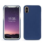 Coque cuir Apple iPhone Xs - Coque arrière - Bleu - Cuir saffiano - Neuf