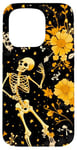 Coque pour iPhone 15 Pro Jaune Bohème Floral Squelettes Dancing Night Sky Cool Goth