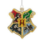 Hallmark Ornement en Verre avec Blason de Poudlard, décoration d'arbre Harry Potter, décoration à Suspendre en Verre, décoration de Noël à Suspendre, Cadeaux pour Noël, Gryffondor, Serpentard,