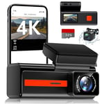 4K Dash Cam Front and Rear Car Camera Dash Cam with WiFi, Dual Dashcam with 1.47” Display, 32GB Card, FHD Car Dash Camera with Night Vision, G-Sensor, App Control, 24-H Parking Mode